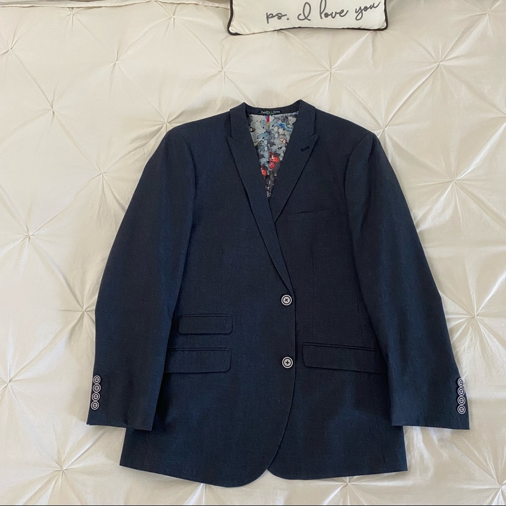 42R Blue Paisley&Grey Slim Fit Sport Coat.